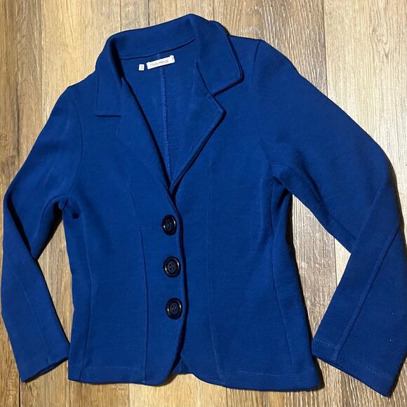 Moda Firenze Royal Blue Wool Button Front  Blazer Sweater Jacket S Italy Classic - Picture 3 of 9